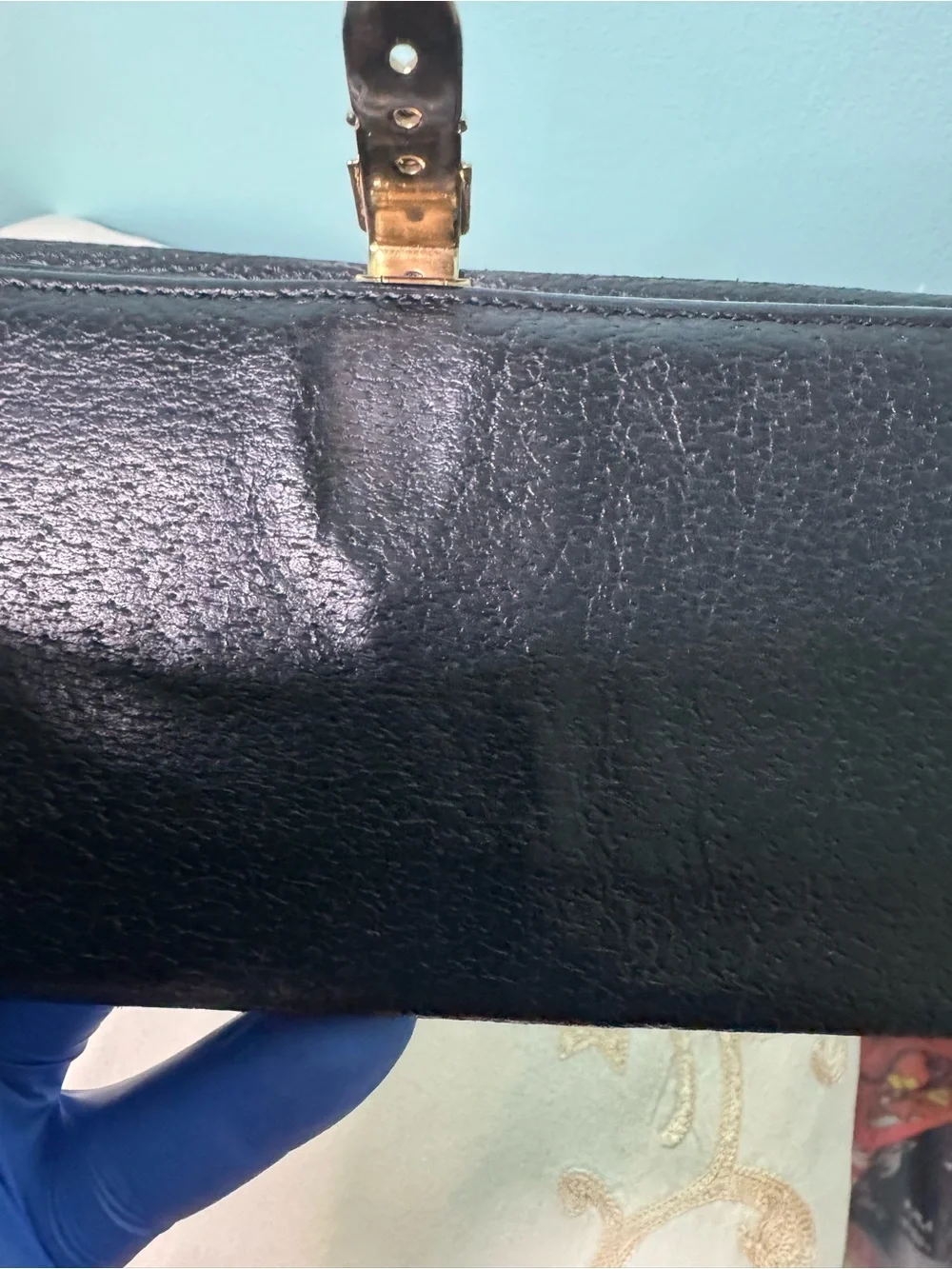Gucci Black Leather Wallet with Gold-Tone Clasp